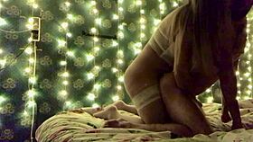 the mistress experiences a powerful orgasm in her boyfriend's ass during their session