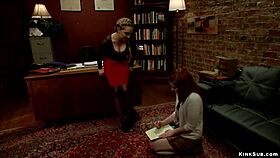 redhead teen's big ass whipped in bondage session