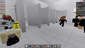 two people get fucked in roblox and in a public restroom