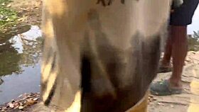 Outside encounter with this shy village girl