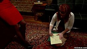 redhead teen's big ass whipped in bondage session