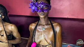 two sexy slim teens tease before foursome