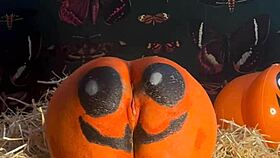 Teen Gets Double Creampie In Pumpkin Patch During Horny Doggystyle Fuck