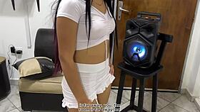 brunette dances sexually at gym homemade