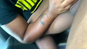 Ebony woman gives public head to monster big black cock with deepthroat in outdoor setting