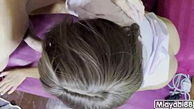 Thai student moans during hard pounding in uniform.