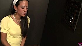 Lyla Caresses Her Tight Pussy Over White Panties While Giving Blowjob in Confessional