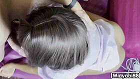 Thai student moans during hard pounding in uniform.