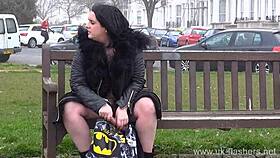 naughty milf sarah jane flashes and masturbates outdoors in public