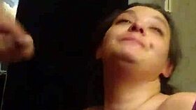 curvy milf gags on cock in sloppy deepthroat session