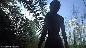 hot skinny african village girl walks naked, probably seeking some dick