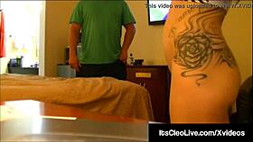 Cam cutie Cleo gets a surprise on her freckled face