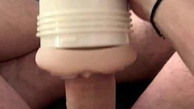 Play with my new fleshlight, I was caught watching porn and jerking off my big dick