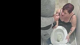 Rank amateur milf tries toilet piss play but it goes wrong repeatedly in this dirty submissive session