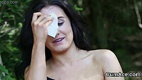 Hot Babe Receives Facial Cumshot While Sucking