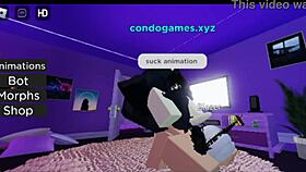In Roblox, he engages in sex and cums on her big ass.