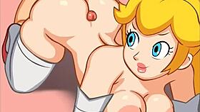 Peach gets her big ass pounded hard while tits bounce wildly