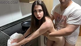 Quick Kitchen Fuck Leaves Him Surprised By Fast Cum