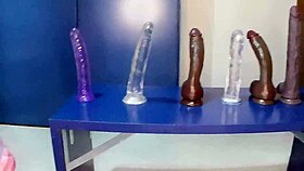 Tiny babe testing monster dildos for big orgasm