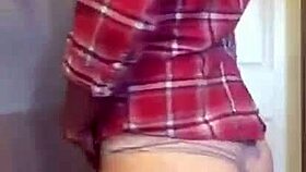 Watch this sexy petite milf tease with her panties and plump ass.