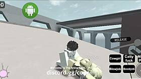 In Roblox, he engages in sex and cums on her big ass.