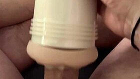 Play with my new fleshlight, I was caught watching porn and jerking off my big dick