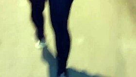 Mature big ass milf flashing see-through leggings on the street 😏