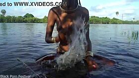 hot skinny african village girl walks naked, probably seeking some dick