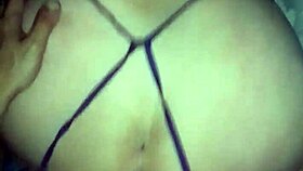 pov solo doggystyle with open blue thong