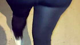 Mature big ass milf flashing see-through leggings on the street 😏