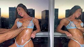 Intensely fucked on the balcony by muscular roommate