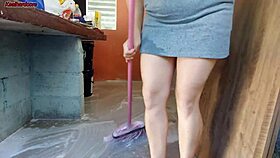 my wife left and the short hot maid grabbed my dick and put it inside her in the house