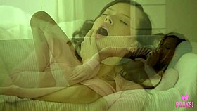 Lynn strips and thrusts glass dildo into dripping cunt