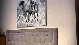 Blonde woman undresses with clothes ripped in teasing striptease