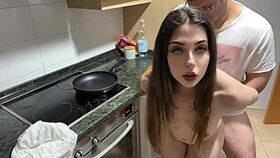 Quick Kitchen Fuck Leaves Him Surprised By Fast Cum