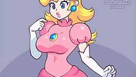 Peach gets her big ass pounded hard while tits bounce wildly