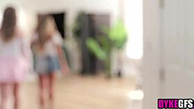 Asian milf licks young blonde pussy