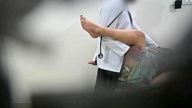 Doctor assists patient lady in hospital care