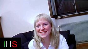 Blonde milf with light eyes gets ass fucked