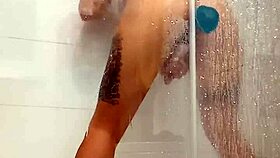 Horny Babe Plays with Dildo in Shower Bathing
