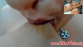 Musturbating and letting her fat tits go wild