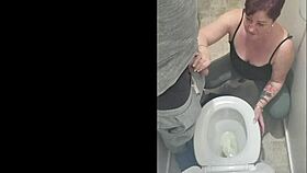 Rank amateur milf tries toilet piss play but it goes wrong repeatedly in this dirty submissive session