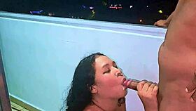 Latina Slut Fucking And Sucking Cock On Public Balcony! Wet Blowjob Frenetic Fuck Venezuelan Bitch!