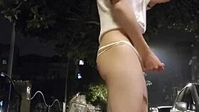 Ting Xuan shows butt and cums outdoors!