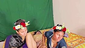 desi ffm threesome sex with tight pussy and facial