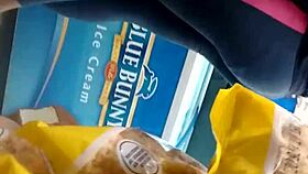 Hidden candid video of leggings in retro style