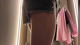 fingering tight pussy in public changing room, so intense