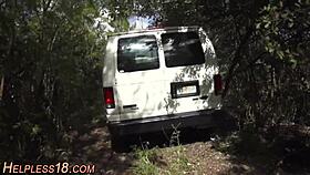 hey, check out this petite teen 18+ sucking cock in the bondage pickup scene