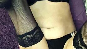 Skinny milf wife films homemade sex in stockings