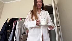 Hot fucking homemade sex and moans with natural tits babe